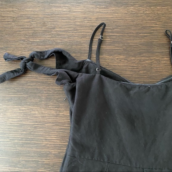 A&F black linen midi dress with tie shoulders - Picture 10 of 14